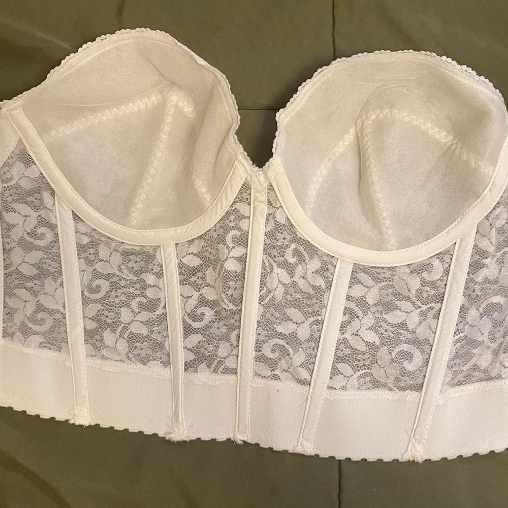 Vintage white Lacy bustier corset Strapless Bra - Picture 5 of 8